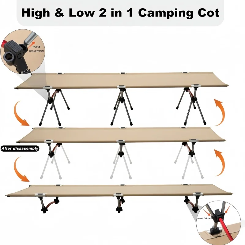 Outdoor Camping Ultralekkie łóżko polowe Przenośne łóżko składane ze stopu aluminium dla dorosłych i dzieci Camping Travel RV Plecak turystyczny