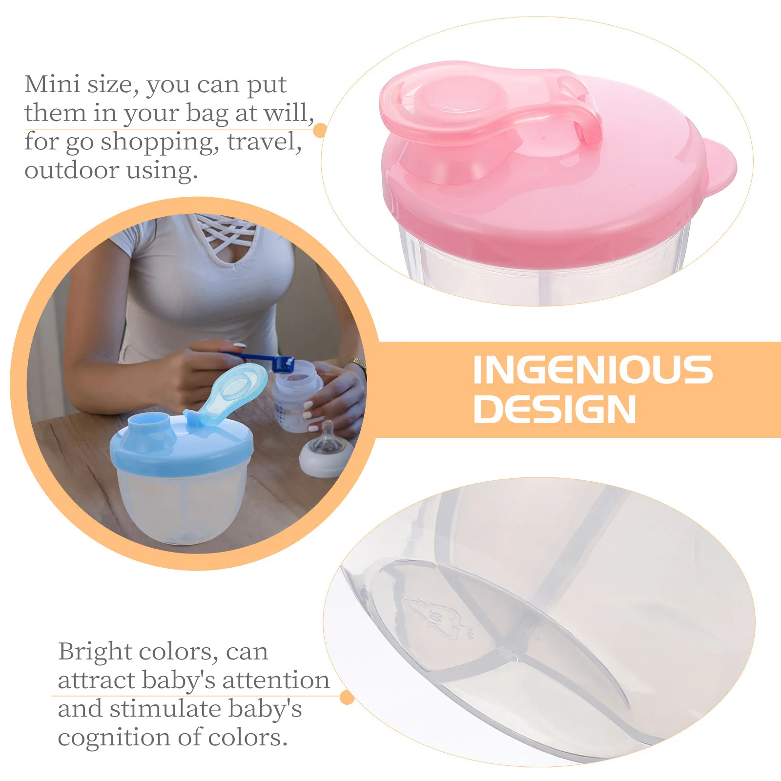 3Pcs Baby Milk Powder Container 3-Compartment PP Travel Dispenser Leakproof Spiral Seal Compact Outdoor Food Organizer Bright
