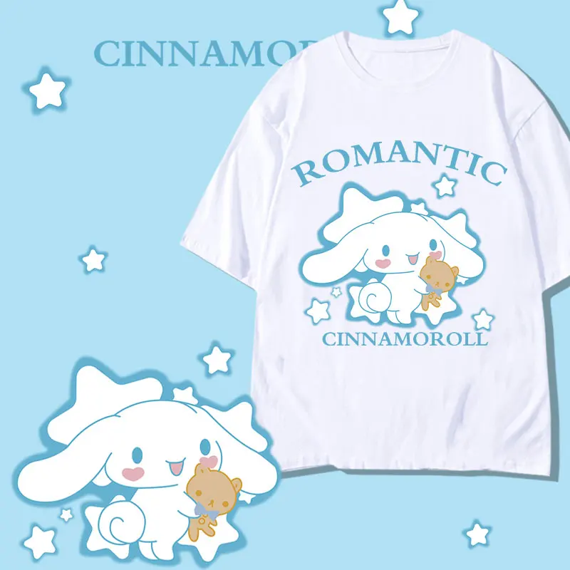 Sanrio-Camiseta de manga corta para mujer, ropa de marca de tendencia ins, de algodón, Kulomi, perro, pulóver, Melody, de verano