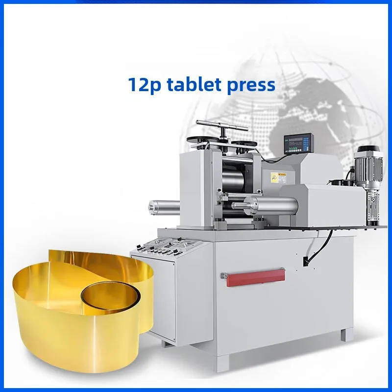 12P Pressa per compresse a due rotoli per mulino in metallo prezioso Attrezzatura calda fredda Oro Argento Rame Piastra in alluminio Rotolamento di precisione