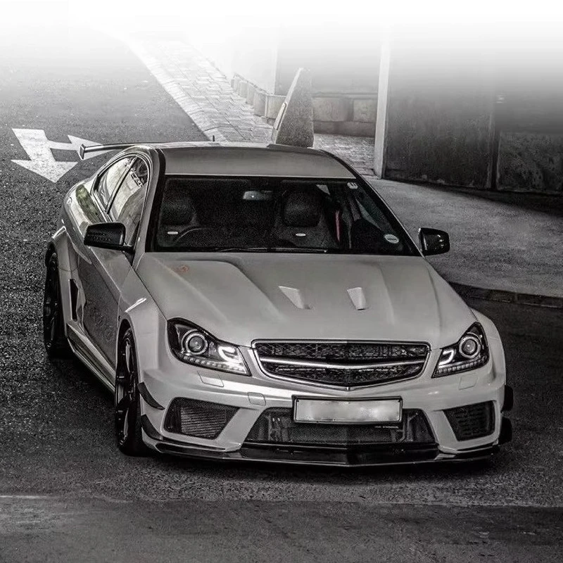 STLF 07-14 C63 BS Style Fiberglass Wide Fender Body Kit for W204 Mercedess C180 C250 C350 Coupe Front Rear Bumper Lip
