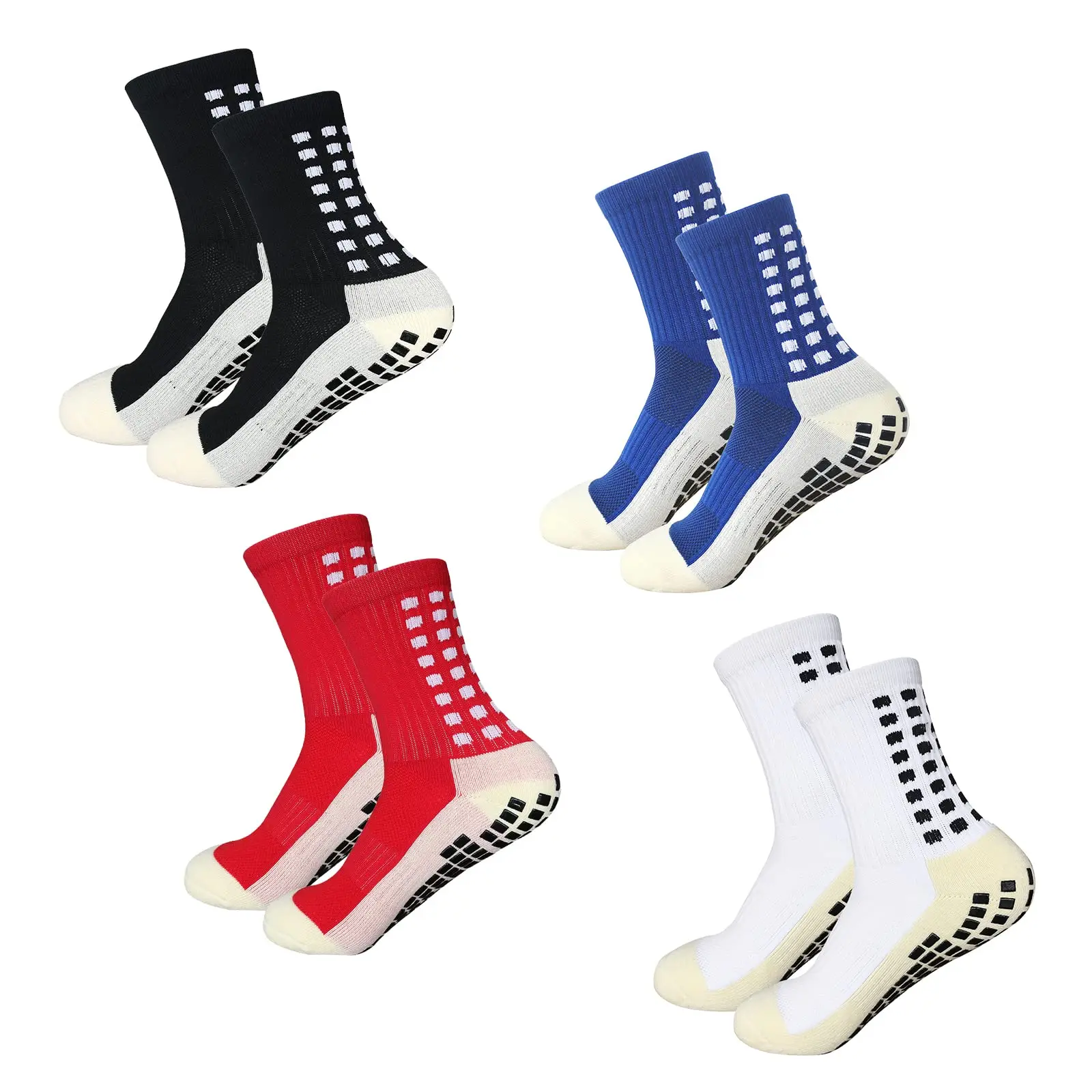 4 pairs Anti-slip Soccer Women Men Outdoor Sport Grip Football Yoga Socks