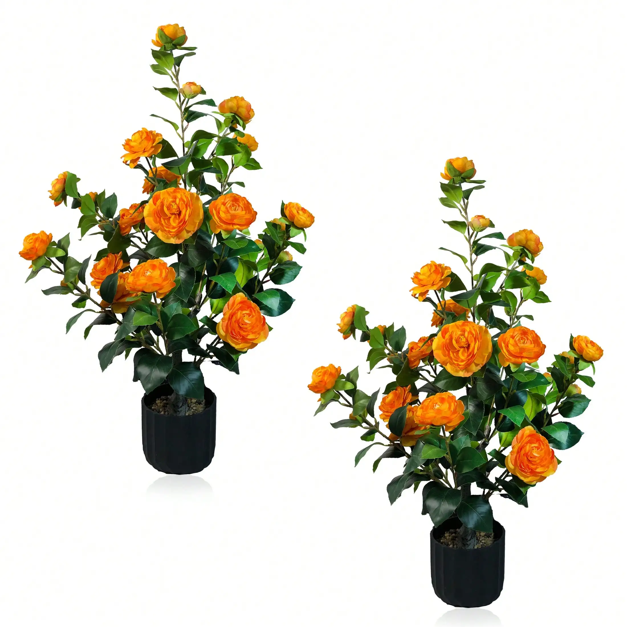 

2 Pcs 3-Foot Artificial Camellia Tree Potted Plant With Decorative Pebbles, Flower Pot, 24 Bright And Full Realistic Flowers, 188 Leaves, Suitable For Indoor, Outdoor, Office, Garden Courtyard, Porch, 35.43 Inch Spring Home Plant Decoration