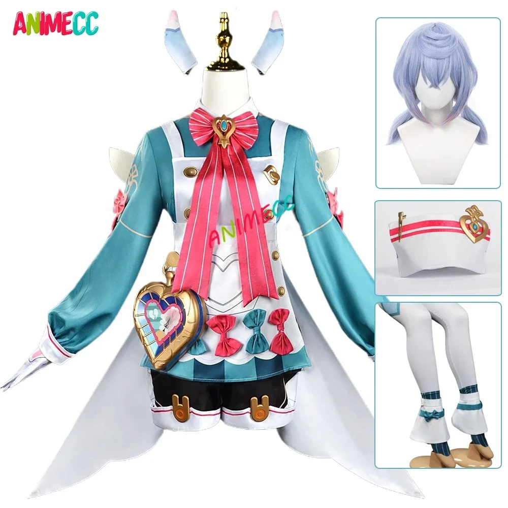 

КосплейANIMECC на складе XS-2XL Sigewinne Genshin Косплей Костюм Парик Ушной Хвост Аниме Игра Fontaine Милое Платье Хэллоуин Вечеринка для