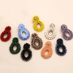 FLOLA Small Colorful Beaded Earrings For Women Handmade Seed Beads Dangle Earrings Bohemian Jewelry kralen oorbellen ersy17