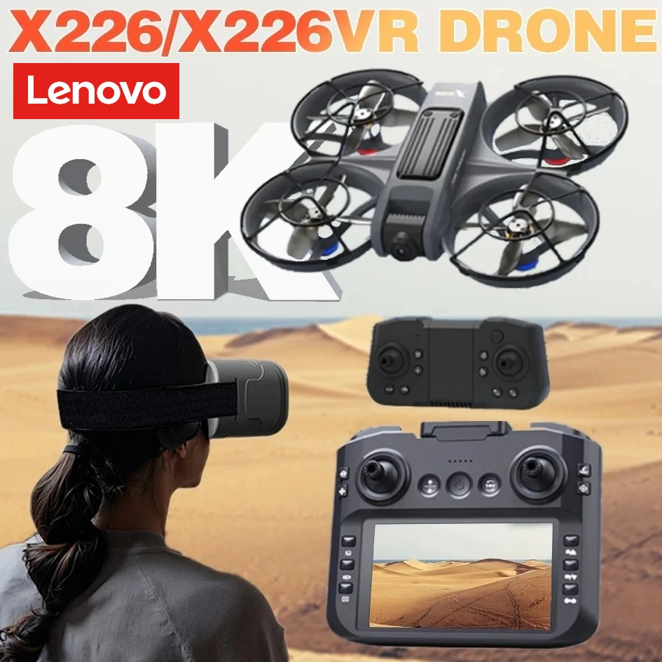 

Оригинальный дрон Lenovo X226/X226VR с двумя HD-камерами 8K, 5G Wi-Fi, пультом ДУ с экраном, складной квадрокоптер 360° ° Игрушки Flip Brushless
