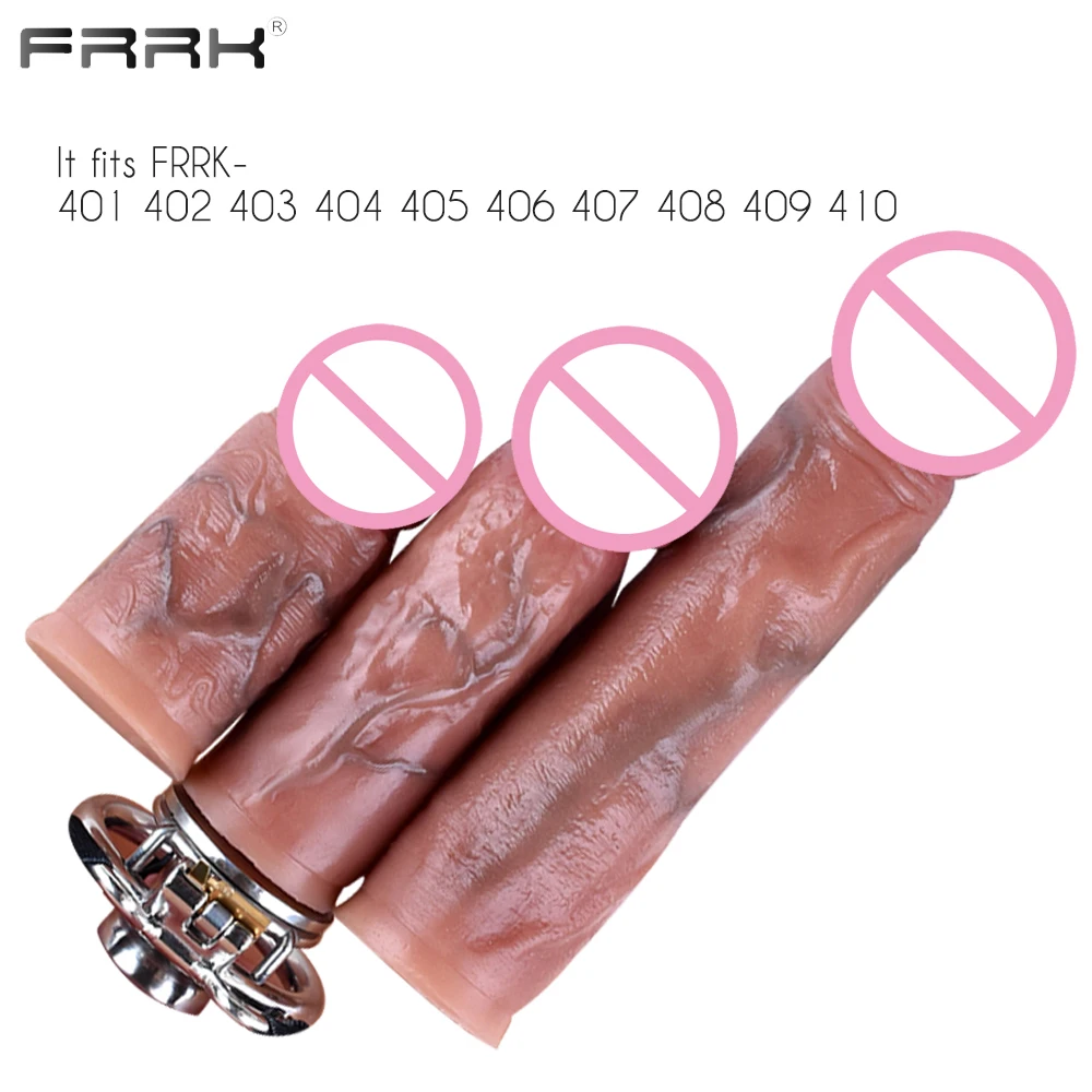 FRRK Skin Feeling Strap Realistic Didlo On Chastity Cage Device With Urethral Catheter Negative пояс верности Male Sex Toy