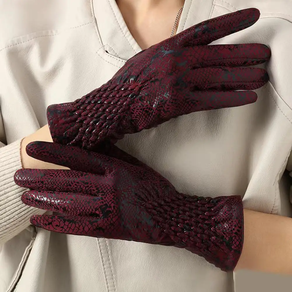 

Rainproof Women Gloves Women's Winter Cycling Gloves with Snakeskin Design Touchscreen Compatibility Anti-slip Grip for Cold