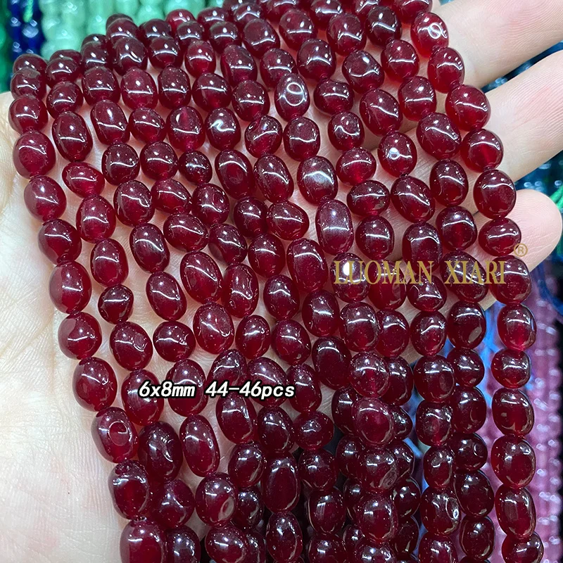 Natürliche Chalcedon Dunkelrot Rubin Farbe Stein Unregelmäßige Chips Lose Spacer Perlen für Schmuck Machen Diy Ohrringe Zubehör – Detail 3