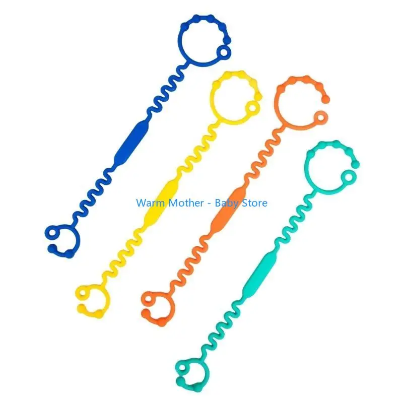 

Многоцелевые силиконовые детские игрушечные ремни, 4 шт., для колясок, держатель для стульчика-прорезывателя 57QE