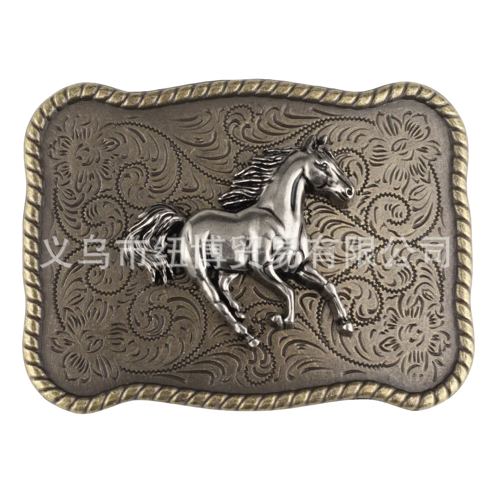 Western Cowboy Boot Belt Buckle Alloy Material 3.8cm Width Bronze Mustang