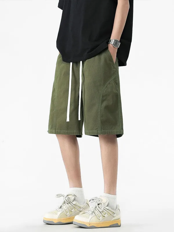 

Summer Thin Breathable Beach Shorts Men's Casual Loose Five-Quarter Pants Straight Leg Loose Fit Sports Leisure Mid-Length ...