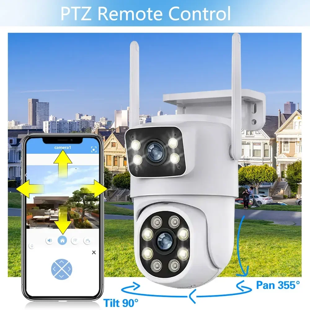 듀얼 렌즈 보안 와이파이 PTZ 카메라 시스템, 10CH 8MP 라이트 HD 비디오, H.265 + POE NVR, 6MP 돔 홈 CCTV 감시 카메라 키트