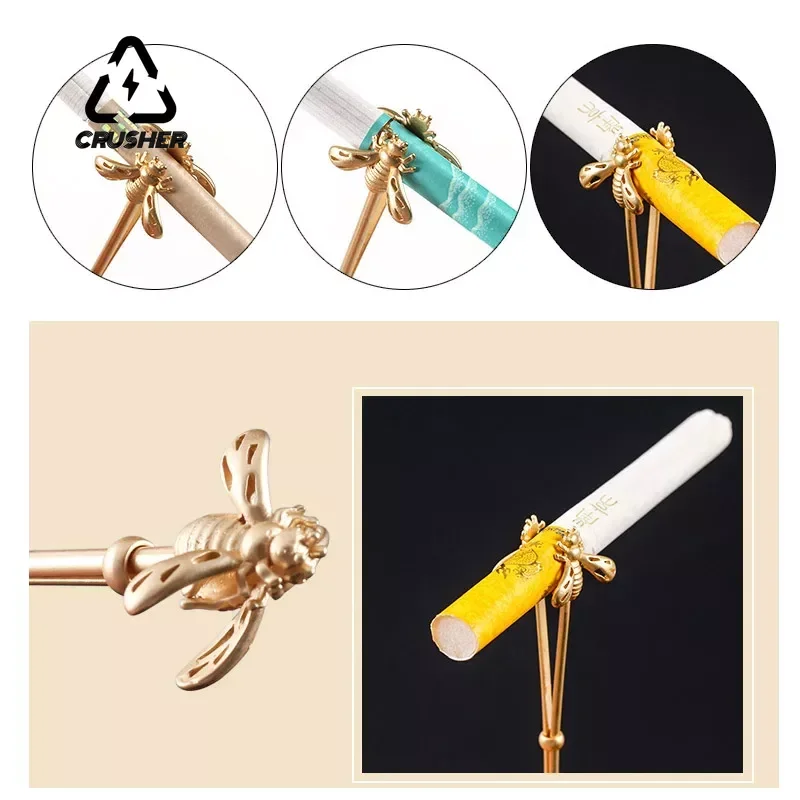 WE PUFF Vintage Cigarette Holder Ring Rack Rose Metal Finger Clip Women Men Slim Cigarettes Finger Clip Smoking Accessories