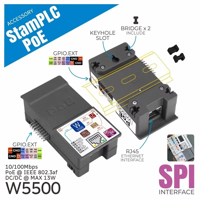 M52K-Built-In W5500 Embedded Ethernet Controller, For Stamplc Poe Module For Stamplc, Supports Poe Ethernet Control Functionalit