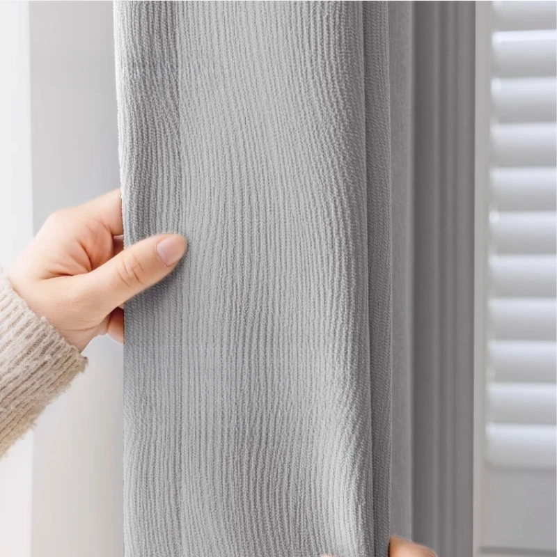 Chenille Curtains for Living Room Simple and Light Curtains Modern and Simple Atmospheric and Light Gray Feel High-end Curtain