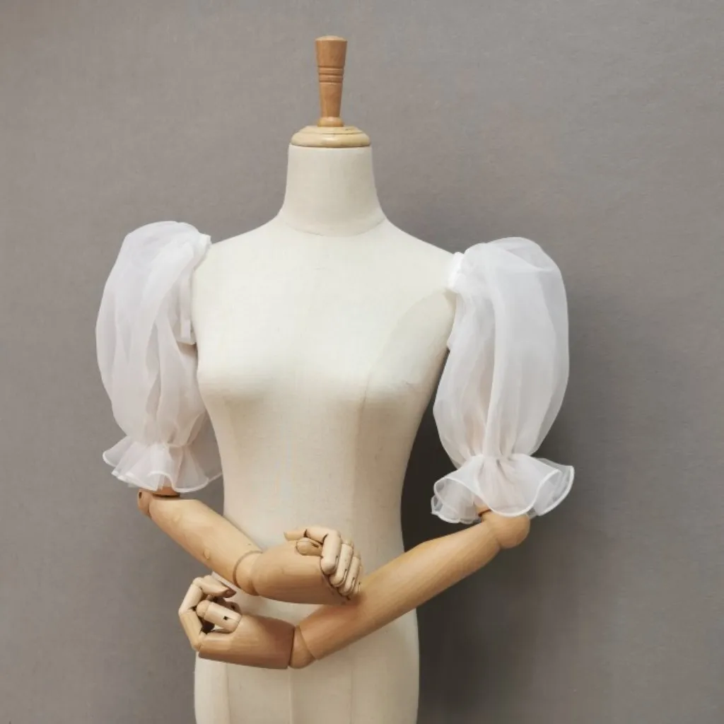 

Элегантные рукава-фонарики для свадьбы, съемные белые рукава-иллюзии, свадебные аксессуары, перчатки для невесты, на заказ, SWD151