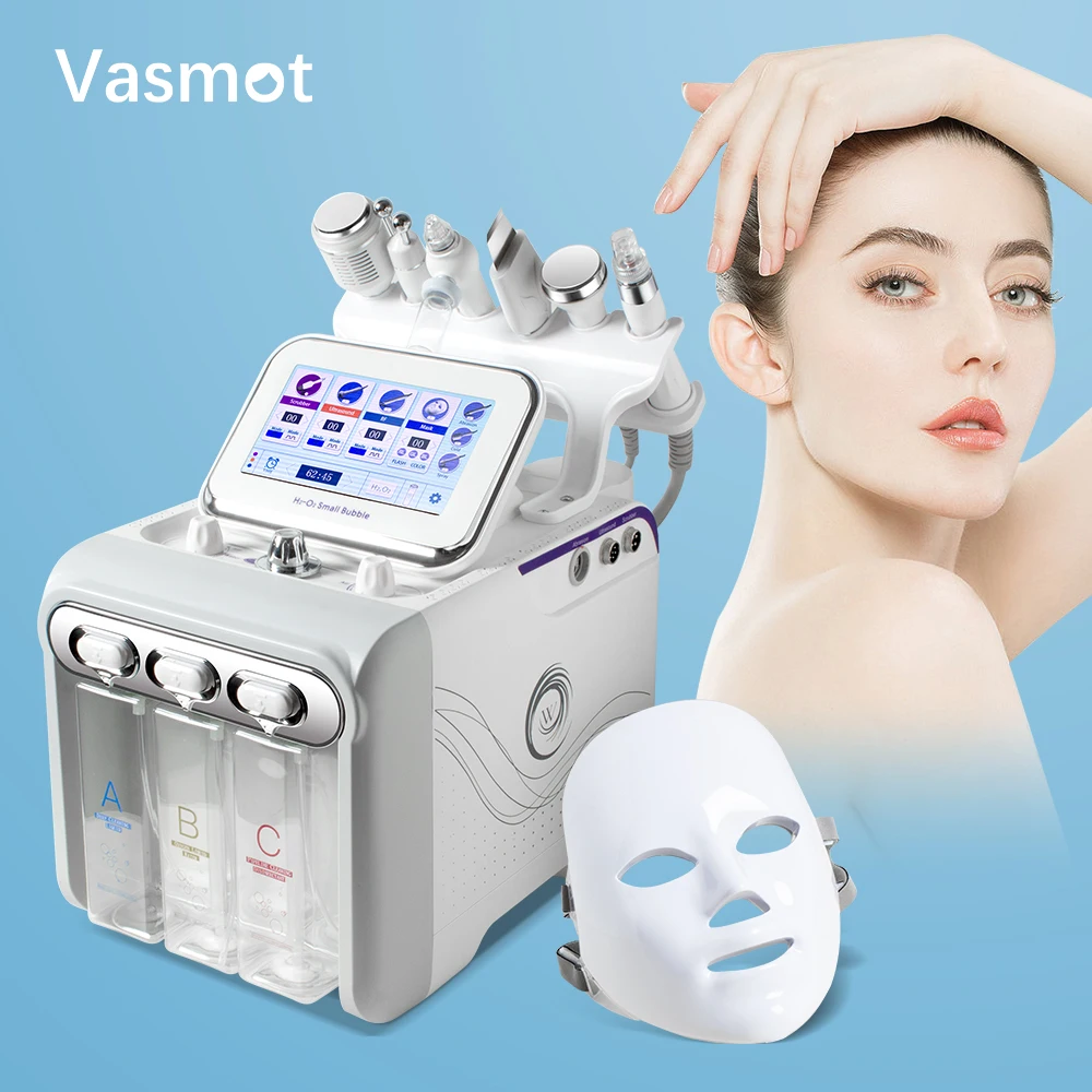 6/7IN1 Hydrogen Oxygen Water Dermabrasion RF Lifting Ance Pore Cleaning Peeling Microdermabrasion Facial Bubble Beauty Machine