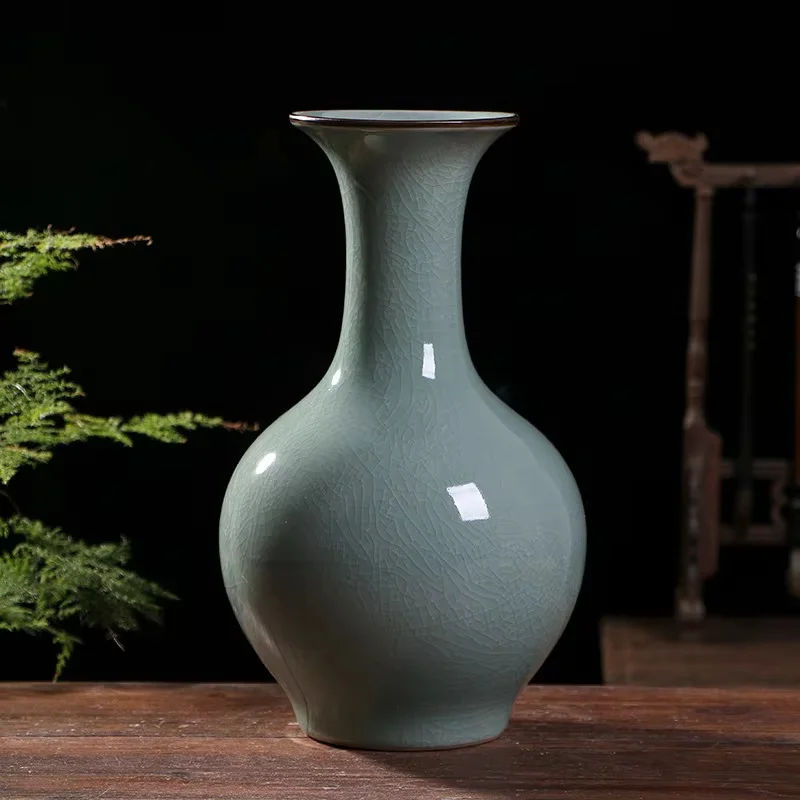 Jingdezhen ceramic handicraft vases, Chinese antique cracked glaze porcelain, living room, home decoration, home decoration