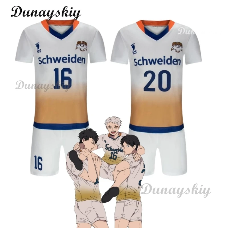 Ushijima Wakatoshi Cosplay Anime Costume Jersey High School Volleyball NO 16 20 Uniform AD Club Tobio Kageyama Coat T-shirt Set