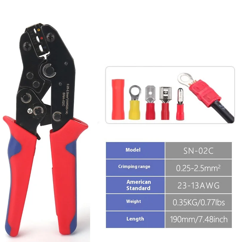 Ratchet Wire Clamp Pré Isolado Terminal Alicate de Friso sv rv Terminais Pressionados a Frio Ferramentas Crimper Sn02c