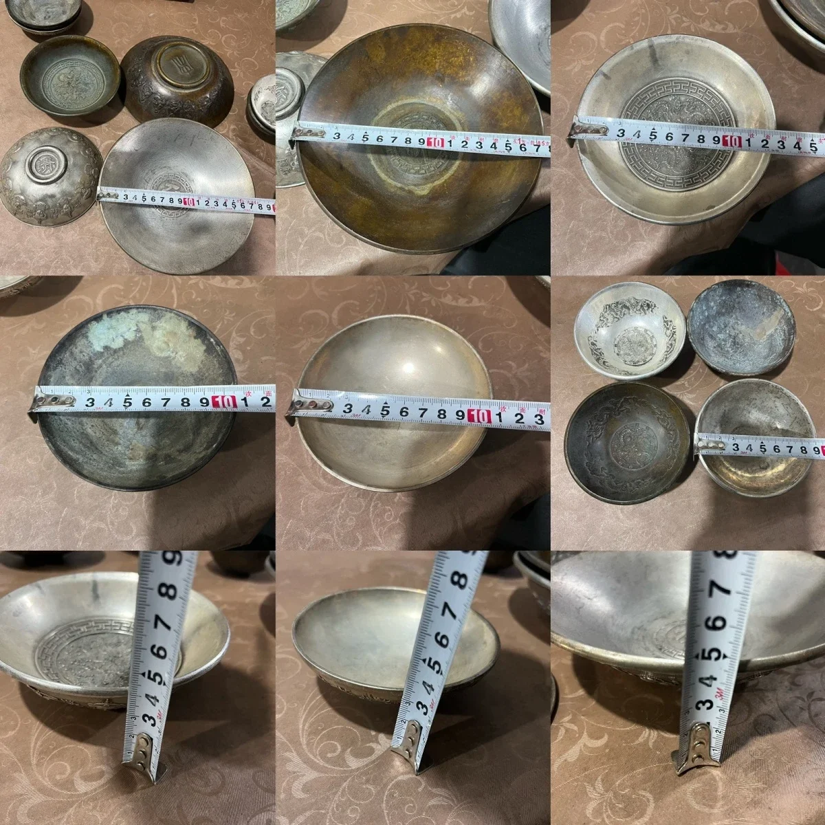 silverware collection Song Dynasty eighteen Arhat bowls silver bowls Buddha character bowls pulp-wrapped home ornaments