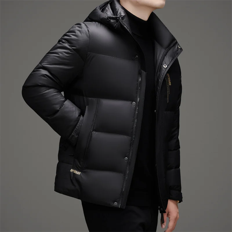 الشتاء الرجال أسفل سترة خفيفة الوزن في الهواء الطلق التزلج يندبروف معطف منتفخ دافئ العصرية انفصال هود سترة مقاومة البرد #5