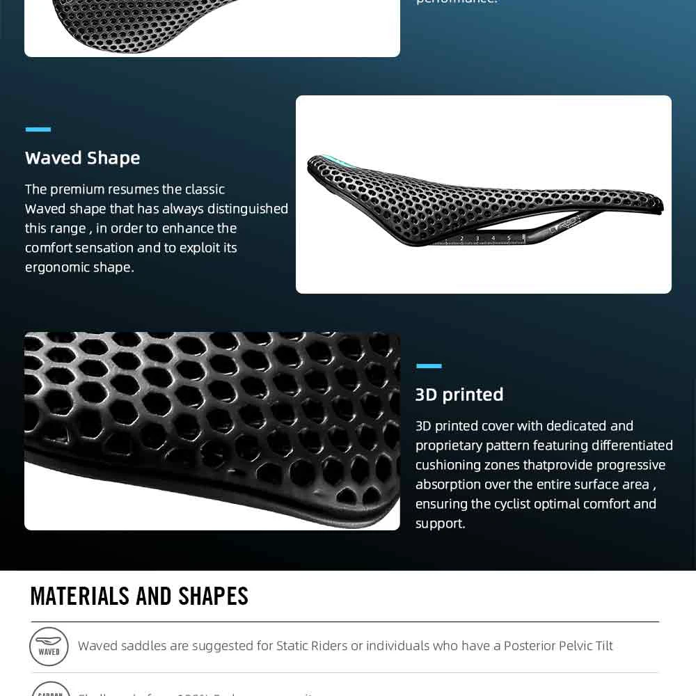 RYET 3D Gedruckt Carbon Fahrrad Sattel 140mm 143mm Superlight Road MTB Rennrad Sitz Sättel Kissen Radfahren sitzen Teile – Detail 12