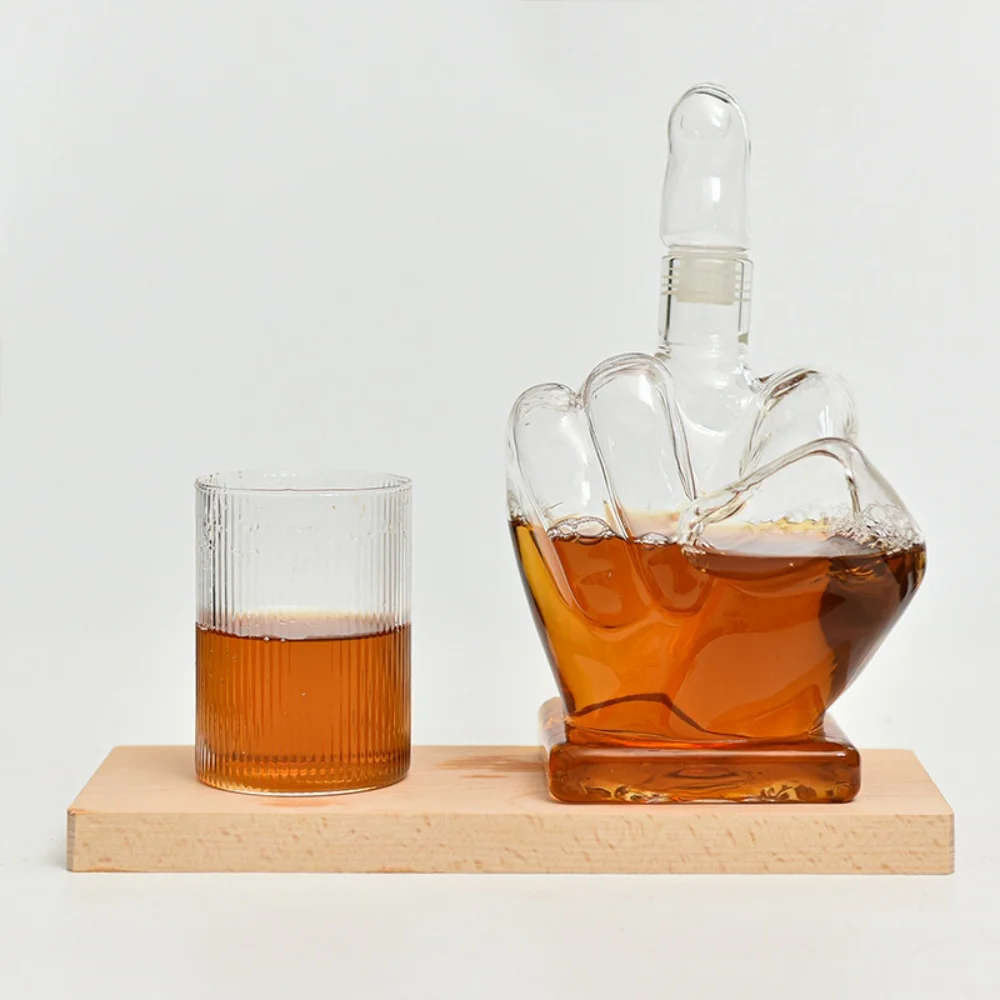 Middle Finger Whiskey Decanter for Liquor Scotch Bourbon Alcohol Bottle, Unique Liquor Bar and Party Decorations, 1000ml, Novelt