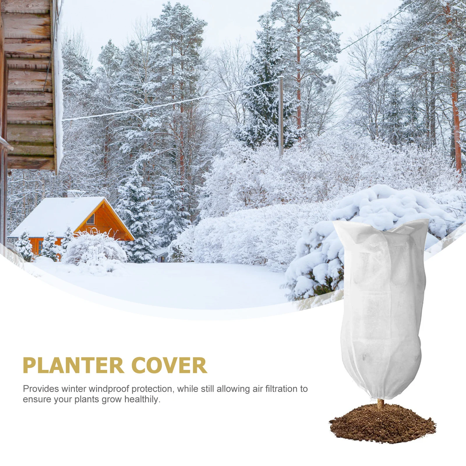 

2Pcs Non-Woven Plant Cover Frost-Proof Windproof Protection Durable Wear-Resistant Easy Install Portable Planter Cover