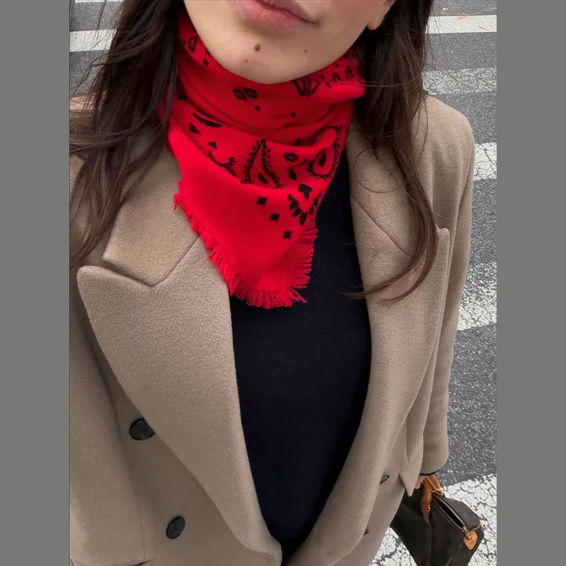 Vintage Paisley Bandana Schal für Damen – Quadratischer Halstuch mit Fransen, vielseitiger Retro-Kopftuch und Haarband 2026