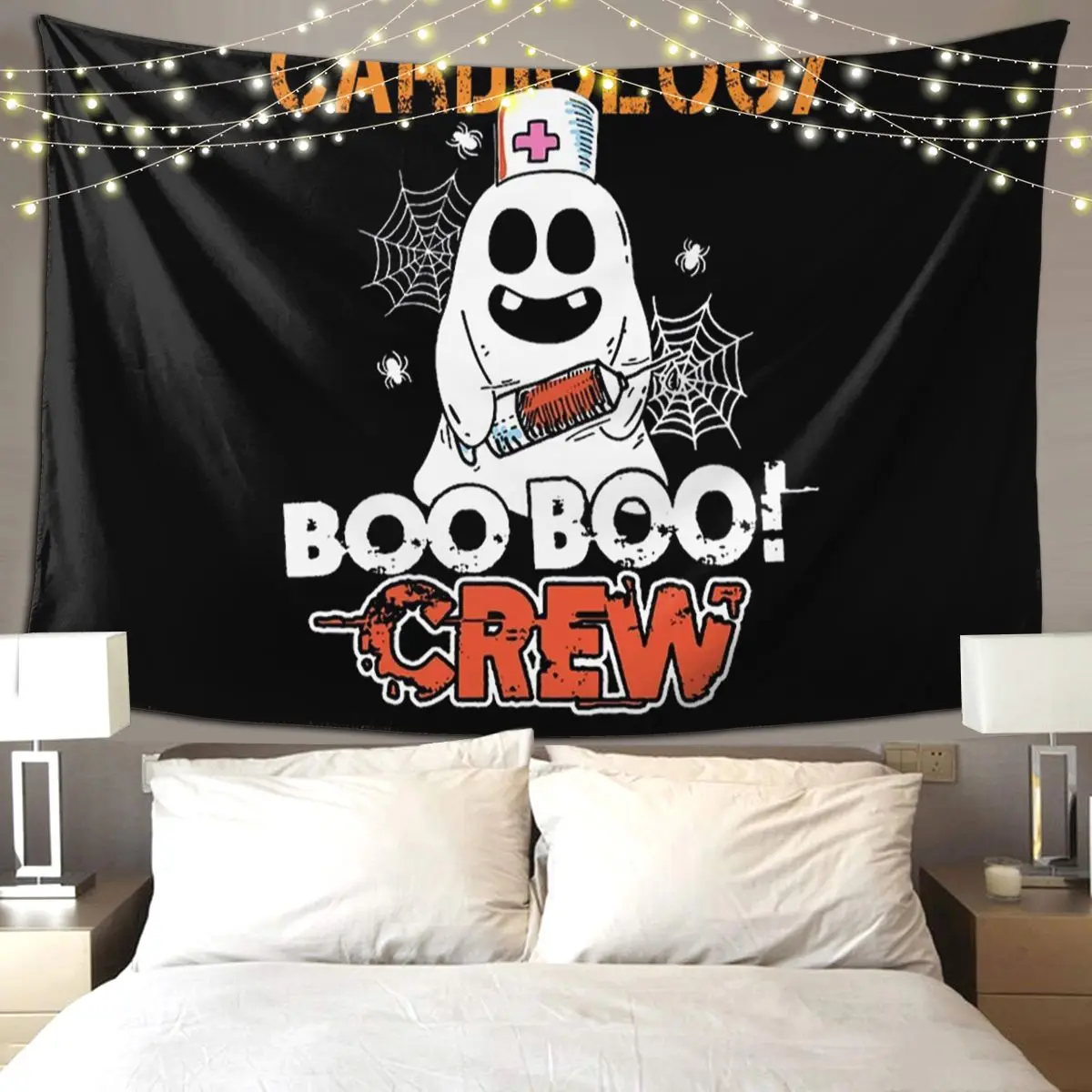 Cardiology Nurse Boo Crew Tapestry Art Wall Hanging Aesthetic Home Decor Tapestries for Living Room Bedroom Dorm Room