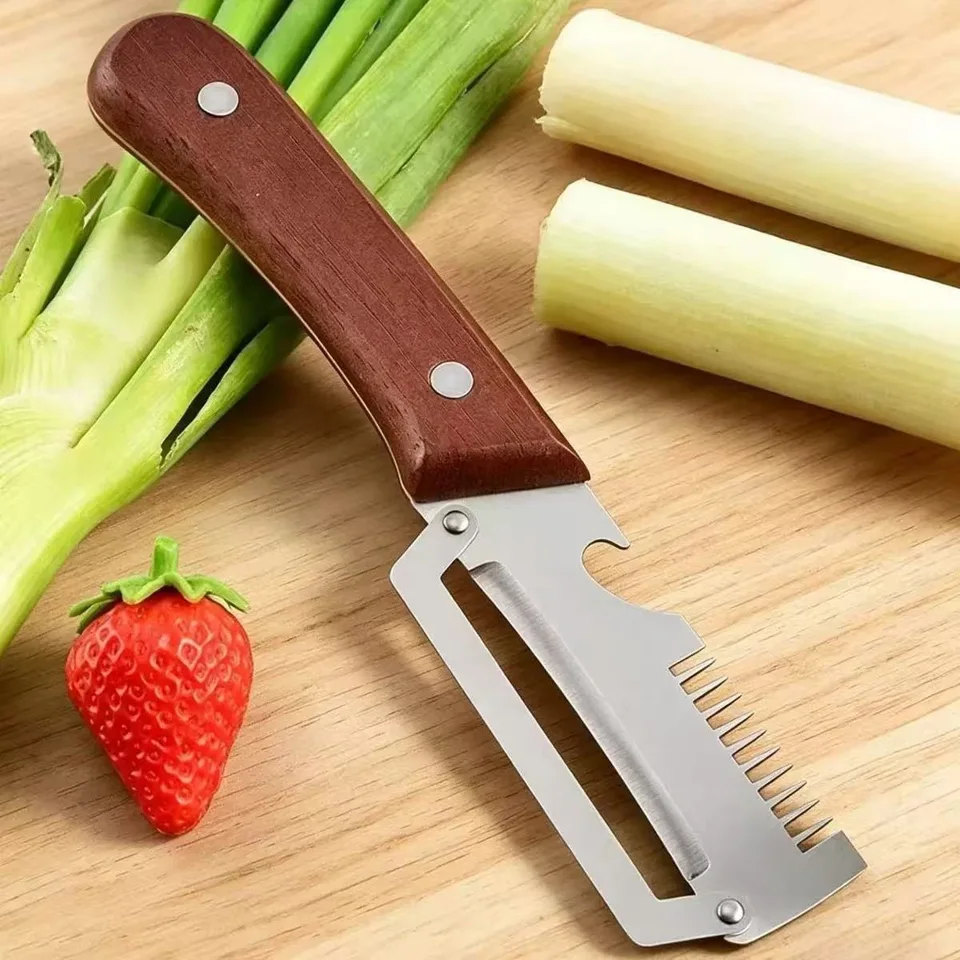 1pc 多機能野菜ピーラーステンレス鋼木製ハンドルキッチンツール