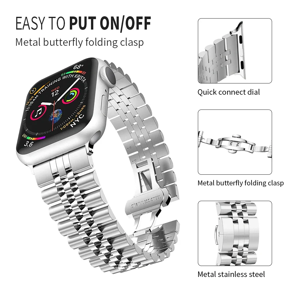 Metal Strap for Apple Watch Ultra 2 49mm 10 9 8 7 6 5 4 SE band 45mm 44mm 41mm 40mm 42mm 46mm Stainless Steel Watchband Correa