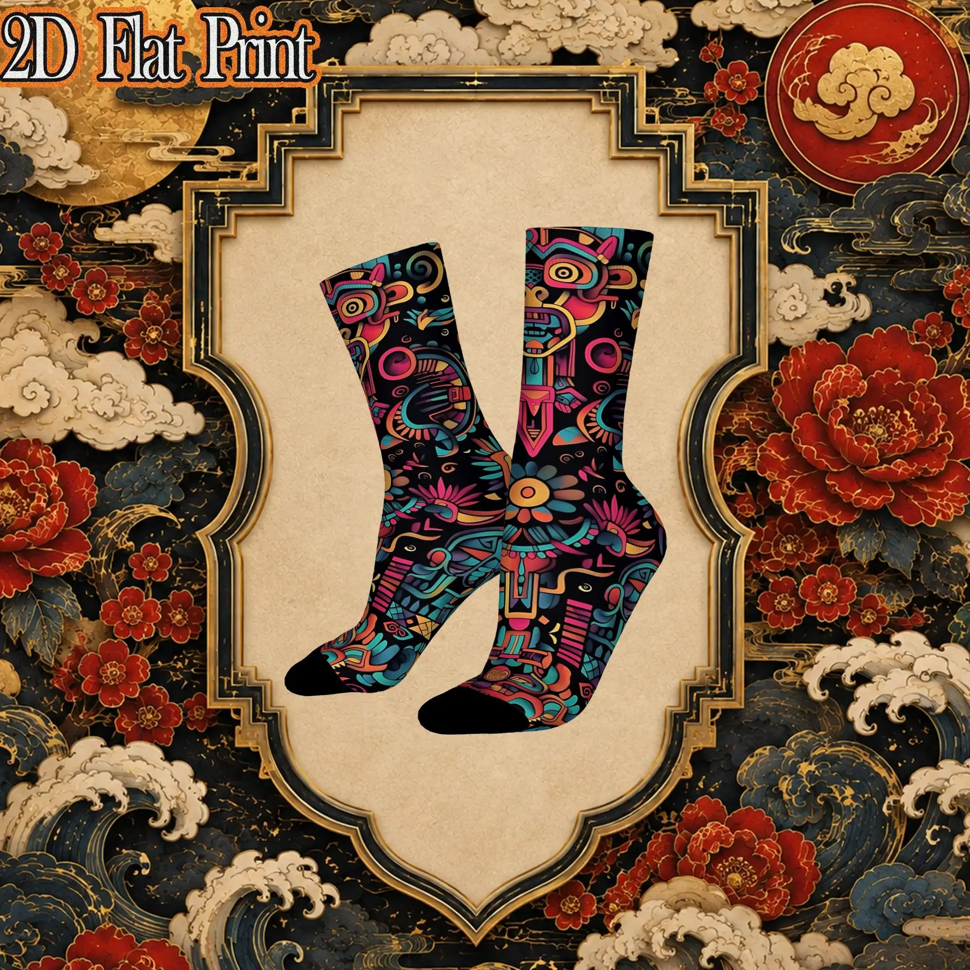 Tradition Maya Graphic Vintage  Hip Hop Novelty Casual Crew Creative Sock Sports Socks