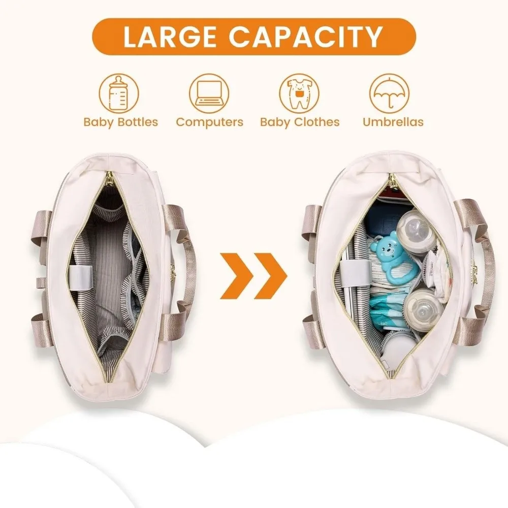 Durable 3-in-1 Diaper Bag Backpack Large Capacity with Insulated Pockets Diaper Bag Portable Multifunction Travel Bag for Women