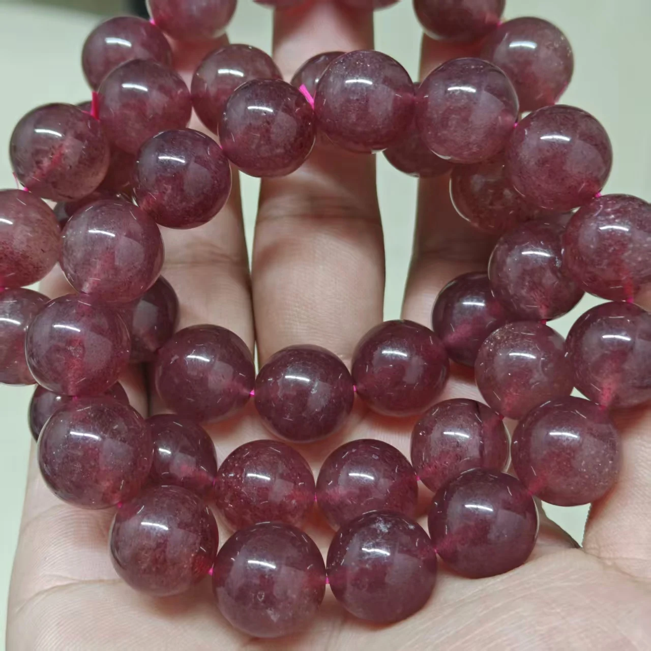 Natürliche AAA Goldene Sand-Strawberry-Quarz Glatte Runde Lose Perlen für Schmuck DIY Zubehör, Armbänder und Passende Perlen – Detail 4