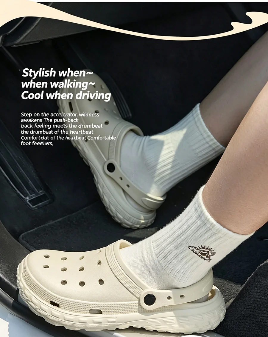 Herren-Sandalen mit zwei Riemen, perforiertem EVA-Material und dicken Sohlen – bequem und ideal zum Autofahren, auch für Paare geeignet, für den Außenbereich – Detail 3