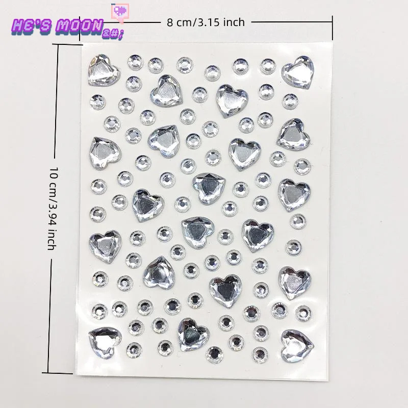 الملونة شكل قلب الماس جوهرة ملصق 3D الوجه حجر الراين الوشم عينيه ملصقات Fo مهرجان حزب المرحلة ماكياج الجسم بلينغ