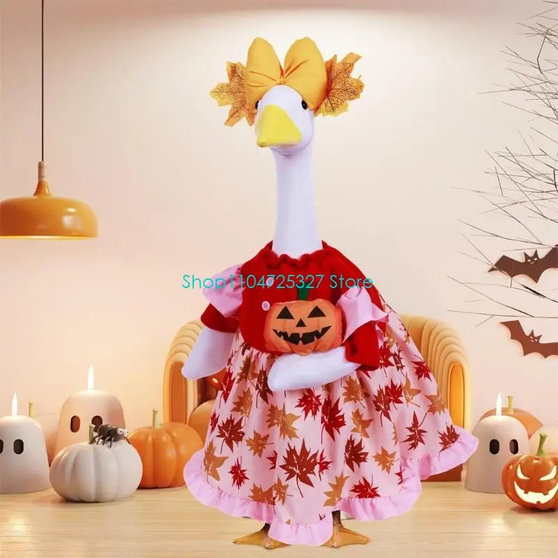 D8KF Seasonal Geese Attire For Porch Decoration Halloween Fall Theme Garden and Party Decors