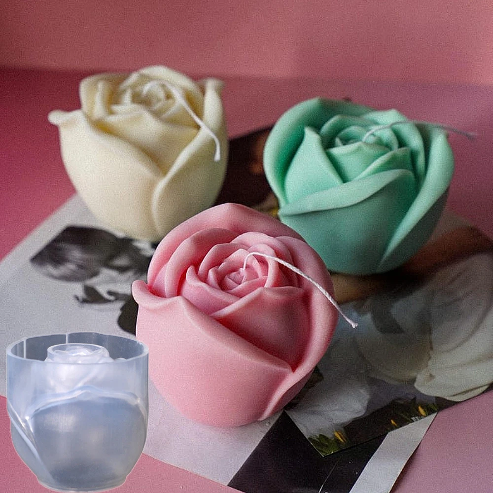 42/60mm Rose Duftkerze Silikonform DIY handgemachte Blume Harzform Sojawachs Gips Liebhaber Geschenke machen Werkzeug Home Decor