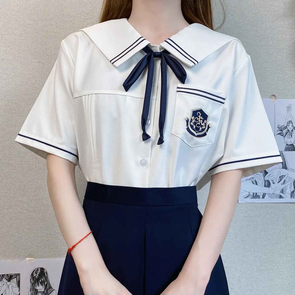 Koreaanse & Japanse School Meisje Uniform Set Zoete Witte Revers Jk Pak Sexy Geplooide Rok Fuku Anime Cos Afstuderen Kostuums Vrouwen