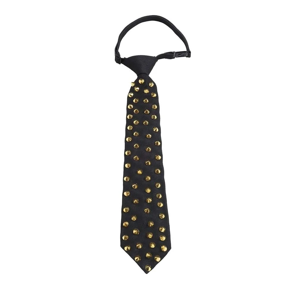 Locomotive Style Rivet Tie Black Choker Punk Style Long Necktie Collares Necklace Pre-tied Tie Cool Girls / Boys