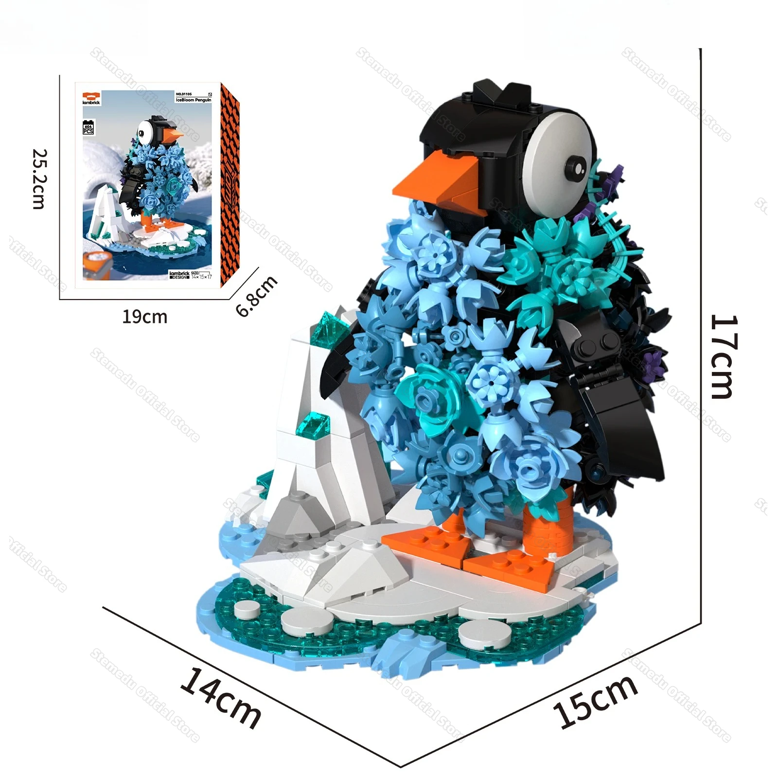 604PCS IceBloom Penguin Building Blocks Bird Animal Model Cold Ocean Polar Scene STEM Education Puzzle Brick Toys Gifts for Kids