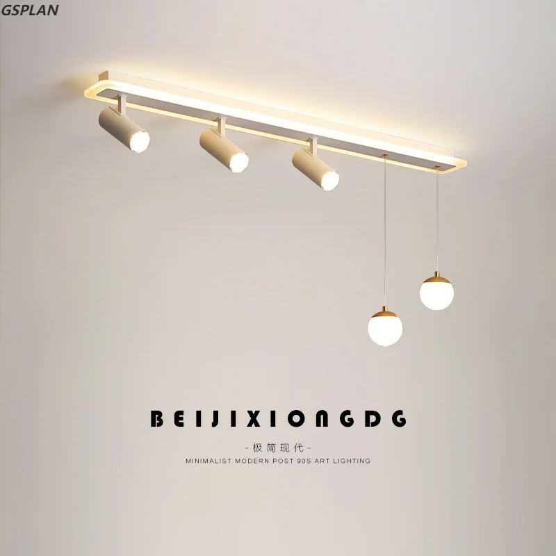 Lustre moderno de teto LED com holofotes, Candeeiros brancos de faixa longa, Sala de estar, Jantar, Cozinha, Corredor, Iluminação Interior, Novo