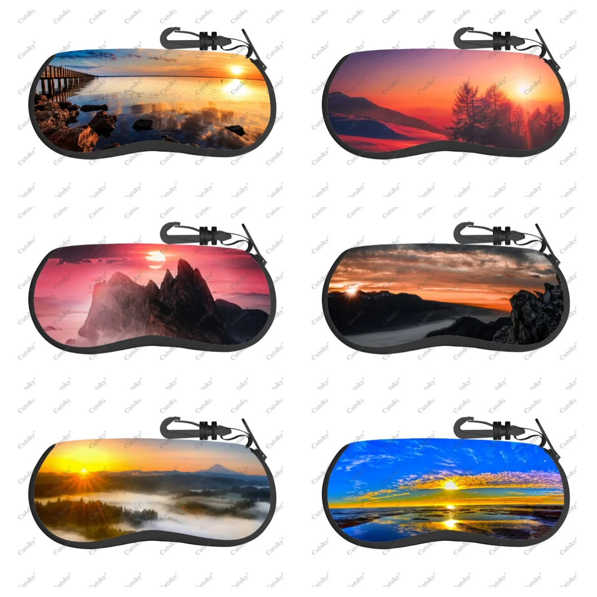 Beautiful Sunrise Glasses Case Zipper Travel Printed Soft Case Suitable for Storing Glasses Sunglasses Case