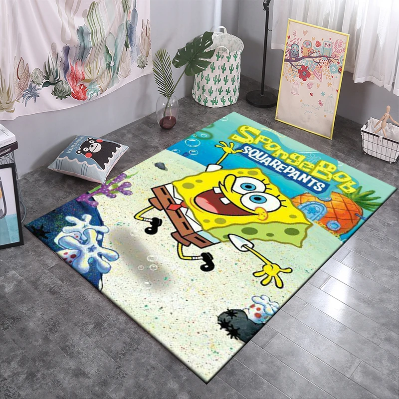 SpongeBob Pattern Large Size Area Rugs 3D Carpet for Home for Living Room Bedroom Sofa Decor Floor Kids Play Anti-Slip Mats Gift