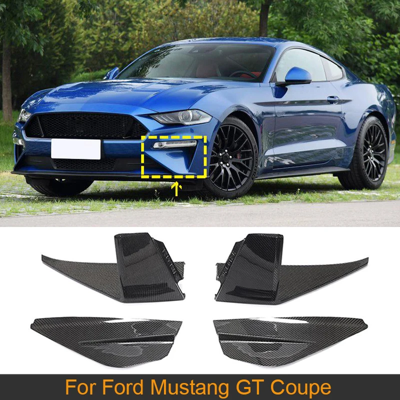 Carbon Fiber Front Bumper Fog Light Covers Trims For Ford Mustang GT Coupe 2-Door 2018 2019 Car Front Air Vent Trims Covers