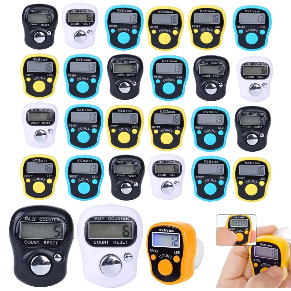 1~10PCS Finger Counter W/ Compass Islamic Tasbih Bead 5 Digital LED Electronic Handheld Tally Counter Clicker Counter Ring