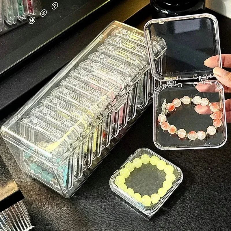 50/1Pcs Press-on Nail Storage Box Acrylic Transparent Container Jewelry Earring Rings Bracelet Boxes Nail Display Packaging Case